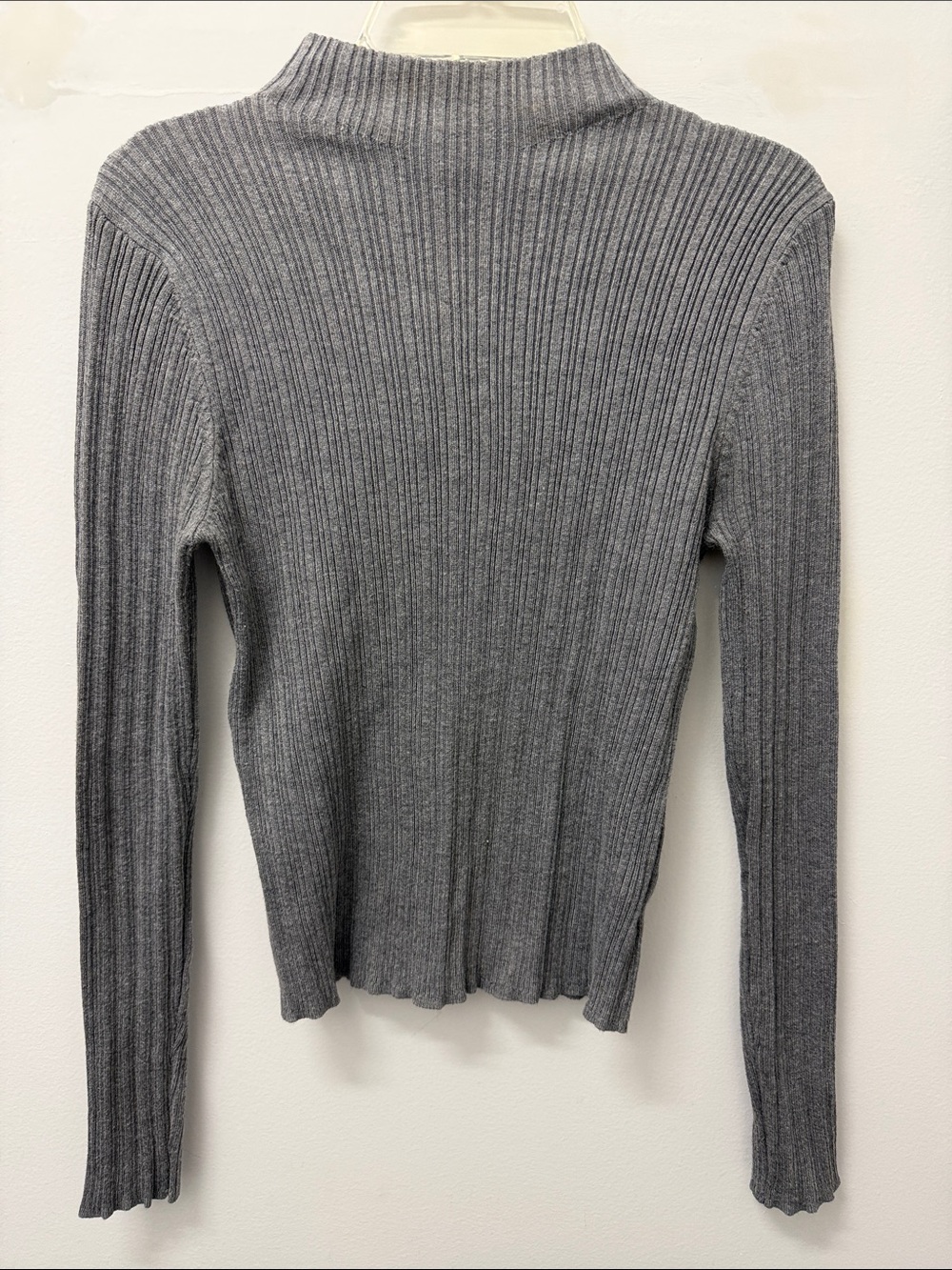 Ambiance Ribbed Mock Neck Long Sleeve Top — Gray